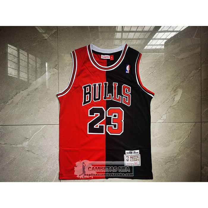 Camiseta Chicago Bulls Michael Jordan NO 23 Split Negro Rojo